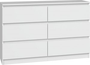 Topeshop Komoda 120 cm szafka 6 szuflad MALWA biała 1