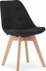 Taakie Meble Krzesło NORI - czarny materiał - nogi naturalne x 4 1