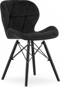 Taakie Meble Krzesło LAGO Aksamit - czarne / nogi czarne x 4 1
