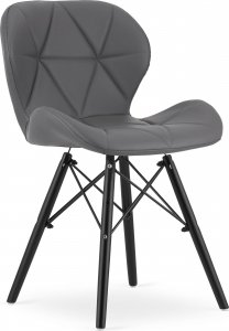Taakie Meble Krzesło LAGO ekoskóra - szare / nogi czarne x 4 1