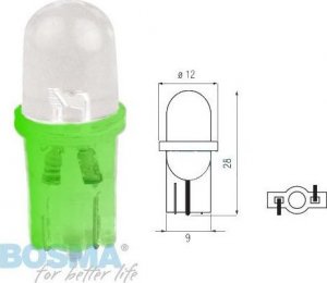 Bosma Żarówka LED Bosma 12V T10 zielony mat 1