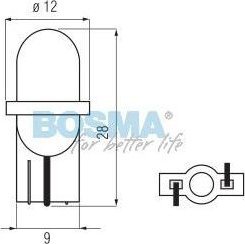 Bosma Żarówka LED Bosma 12V T10 zielona 3