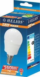 Helios ŻARÓWKA LED KULKA 230V 7W E14 P45 3000K HELIOS - BIAŁA CIEPŁA 1