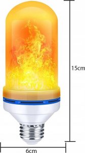 Verk ŻARÓWKA LED IMITUJĄCA ŻYWY PŁOMIEŃ E27 9W OZDOBNA 3