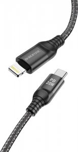 Kabel USB BOROFONE KABEL BX56 DELIGHTFUL - TYP C NA LIGHTNING - PD 20W 1 METR CZARNY 1