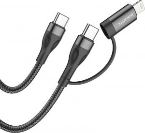 Kabel USB USB-C - USB-C + Lightning 1 m Czarny (KABAV1150) 1
