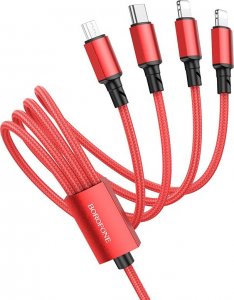 Kabel USB USB-A - USB-C + microUSB + 2x Lightning 1 m Czerwony (KABAV1363) 1