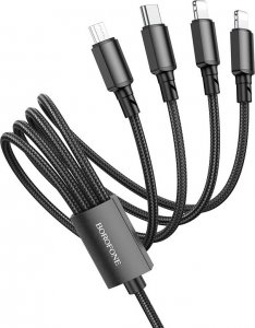 Kabel USB USB-A - USB-C + microUSB + 2x Lightning 1 m Czarny (KABAV1362) 1