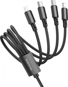 Kabel USB USB-A - USB-C + microUSB + Lightning 1 m Czarny (KABAV1364) 1