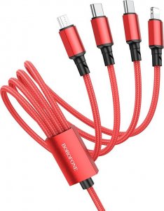 Kabel USB USB-A - USB-C + microUSB + Lightning 1 m Czerwony (KABAV1365) 1