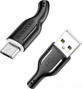 Kabel USB BOROFONE KABEL BX63 CHARMING - USB NA MICRO USB - 2,4A 1 METR CZARNO-BIAŁY 1