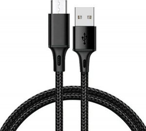 Kabel USB KABEL TYP 2 - USB NA MICRO USB - METALOWE KOŃCÓWKI QC 3.0 1 METR CZARNY 1