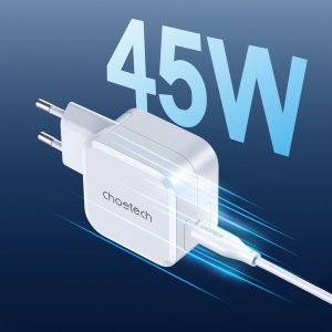 Ładowarka Choetech Choetech szybka ładowarka sieciowa USB C 45W PPS / PD biała (PD8007) 8