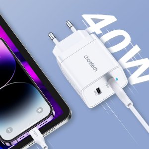 Ładowarka Choetech Choetech ładowarka sieciowa 2xUSB-C PD 40W biała (Q5006-EU) 1