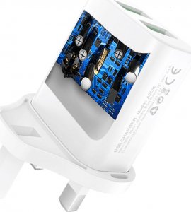 Ładowarka Dudao Dudao ładowarka sieciowa wtyczka UK (Wielka Brytania) 2xUSB-A 2.4A biała + kabel USB-A - Lightning biały 2
