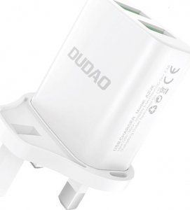Ładowarka Dudao Dudao ładowarka sieciowa wtyczka UK (Wielka Brytania) 2xUSB-A 2.4A biała + kabel USB-A - Lightning biały 3