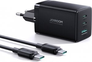 Ładowarka Joyroom Ładowarka sieciowa Joyroom TCG01 GaN 65W  2x USB-C, 1x USB-A czarna + kabel USB-C/USB-C 100W 1.2m 1