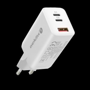 Ładowarka EverActive Ładowarka sieciowa everActive GaN SC-650Q z gniazdem USB QC4+ oraz 2x USB-C PD PPS 65W 1