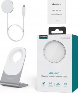 Ładowarka Choetech Choetech bezprzewodowa ładowarka indukcyjna 15W Qi z MagSafe biała (H046+T518-F) 5