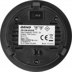 Ładowarka Orno Bezprzewodowa ładowarka indukcyjna, czarna 5