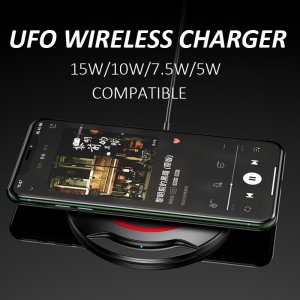 Ładowarka ŁADOWARKA INDUKCYJNA BEZPRZEWODOWA QI UNIWERSALNA FAST CHARGE - C02 UFO 15W CZARNA (MIN.2A) 4