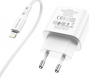 Ładowarka BOROFONE ŁADOWARKA SIECIOWA BN3 PREMIUM - TYP C - QC 3.0 PD 2.0 20W Z KABLEM TYP C NA LIGHTNING BIAŁA 3