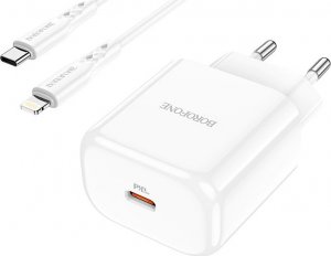Ładowarka BOROFONE ŁADOWARKA SIECIOWA BN3 PREMIUM - TYP C - QC 3.0 PD 2.0 20W Z KABLEM TYP C NA LIGHTNING BIAŁA 4