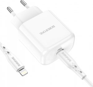 Ładowarka BOROFONE ŁADOWARKA SIECIOWA BN3 PREMIUM - TYP C - QC 3.0 PD 2.0 20W Z KABLEM TYP C NA LIGHTNING BIAŁA 5