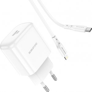 Ładowarka BOROFONE ŁADOWARKA SIECIOWA BN3 PREMIUM - TYP C - QC 3.0 PD 2.0 20W Z KABLEM TYP C NA LIGHTNING BIAŁA 6