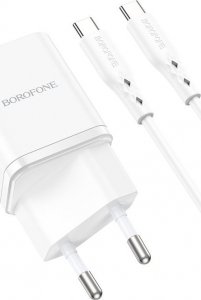 Ładowarka BOROFONE ŁADOWARKA SIECIOWA BN6 FIELD - TYP C - QC 3.0 PD 20W Z KABLEM TYP C NA TYP C BIAŁA 6