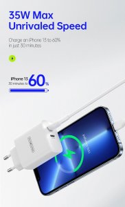 Ładowarka DUX DUCIS DUZZONA ŁADOWARKA SIECIOWA T4 - 2XTYP C - PD 35W BIAŁA 13