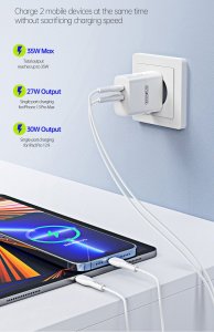 Ładowarka DUX DUCIS DUZZONA ŁADOWARKA SIECIOWA T4 - 2XTYP C - PD 35W BIAŁA 14