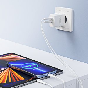 Ładowarka DUX DUCIS DUZZONA ŁADOWARKA SIECIOWA T4 - 2XTYP C - PD 35W BIAŁA 7