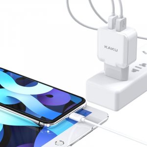 Ładowarka KAKU ŁADOWARKA SIECIOWA KSC-414 QIYUAN - 2XUSB - 10W 2,4A Z KABLEM USB NA LIGHTNING BIAŁA 2