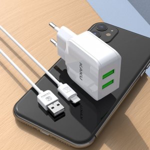 Ładowarka KAKU ŁADOWARKA SIECIOWA KSC-414 QIYUAN - 2XUSB - 10W 2,4A Z KABLEM USB NA LIGHTNING BIAŁA 4