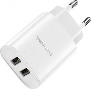 Ładowarka BOROFONE ŁADOWARKA SIECIOWA BN2 SUPER - 2XUSB - 2,1A BIAŁA 1