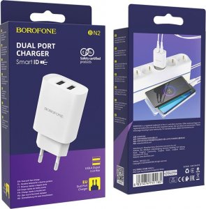 Ładowarka BOROFONE ŁADOWARKA SIECIOWA BN2 SUPER - 2XUSB - 2,1A BIAŁA 5