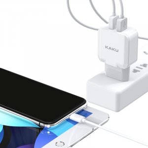Ładowarka KAKU ŁADOWARKA SIECIOWA KSC-414 QIYUAN - 2XUSB - 10W 2,4A Z KABLEM USB NA TYP C BIAŁA 2