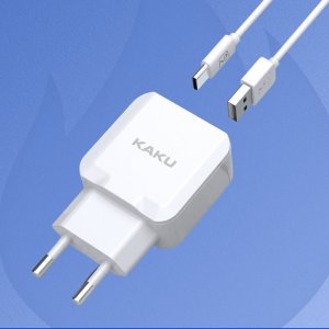 Ładowarka KAKU ŁADOWARKA SIECIOWA KSC-414 QIYUAN - 2XUSB - 10W 2,4A Z KABLEM USB NA TYP C BIAŁA 6