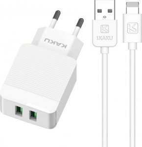 Ładowarka KAKU ŁADOWARKA SIECIOWA KSC-371 HAOYI - 2XUSB - 12W 2,4A Z KABLEM USB NA LIGHTNING BIAŁA 4