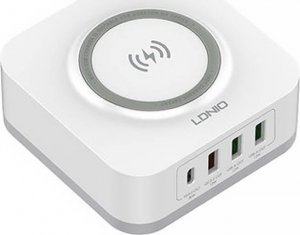 Ładowarka LDNIO Bezprzewodowa ładowarka indukcyjna LDNIO AW004, 3x USB + USB-C, 32W (biała) 1