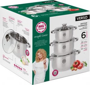 MG Home Garnki stalowe MG Home Verso zestaw 3 garnków z pokrywkami na indukcję 5