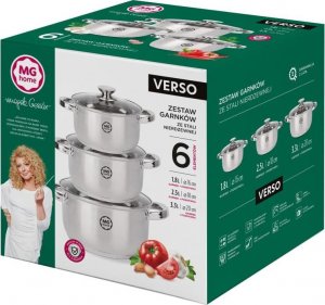 MG Home Garnki stalowe MG Home Verso zestaw 3 garnków z pokrywkami na indukcję 7