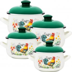 Tragar Garnki emaliowane Meyerhoff  zestaw 4 garnków Kogut 16/18/20/22 cm 6