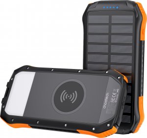 Powerbank Choetech Choetech powerbank solarny z ładowaniem indukcyjnym 10000mAh Qi 5W pomarańczowy (B659) 1