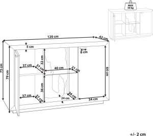 Beliani Komoda dwudrzwiowa LED jasne drewno z czarnym MARANA 10