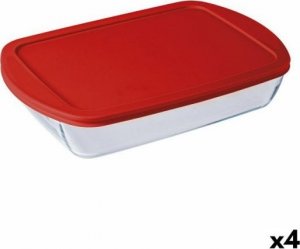 cuisine Prostokątne pudełko na lunch z pokrywką  Cuisine Cook & store Przezroczysty Silikon Szkło (4,5 L) (4 Sztuk) 1