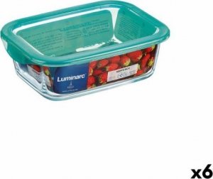 Luminarc Prostokątne pudełko na lunch z pokrywką Luminarc Keep'n Lagon Turkusowy 1,97 l 22 x 15,6 x 7,2 cm Szkło (6 Sztuk) 1