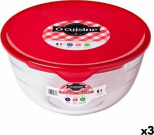 cuisine Okrągłe pudełko na lunch z pokrywką  Cuisine Prep & Store 17 x 17 x 9 cm Czerwony 1 L Szkło (3 Sztuk) 1