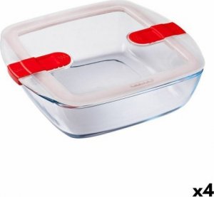 Pyrex Hermetyczne pudełko na lunch Pyrex Cook & Heat 25 x 22 x 7 cm 2,2 L Przezroczysty Szkło (4 Sztuk) 1